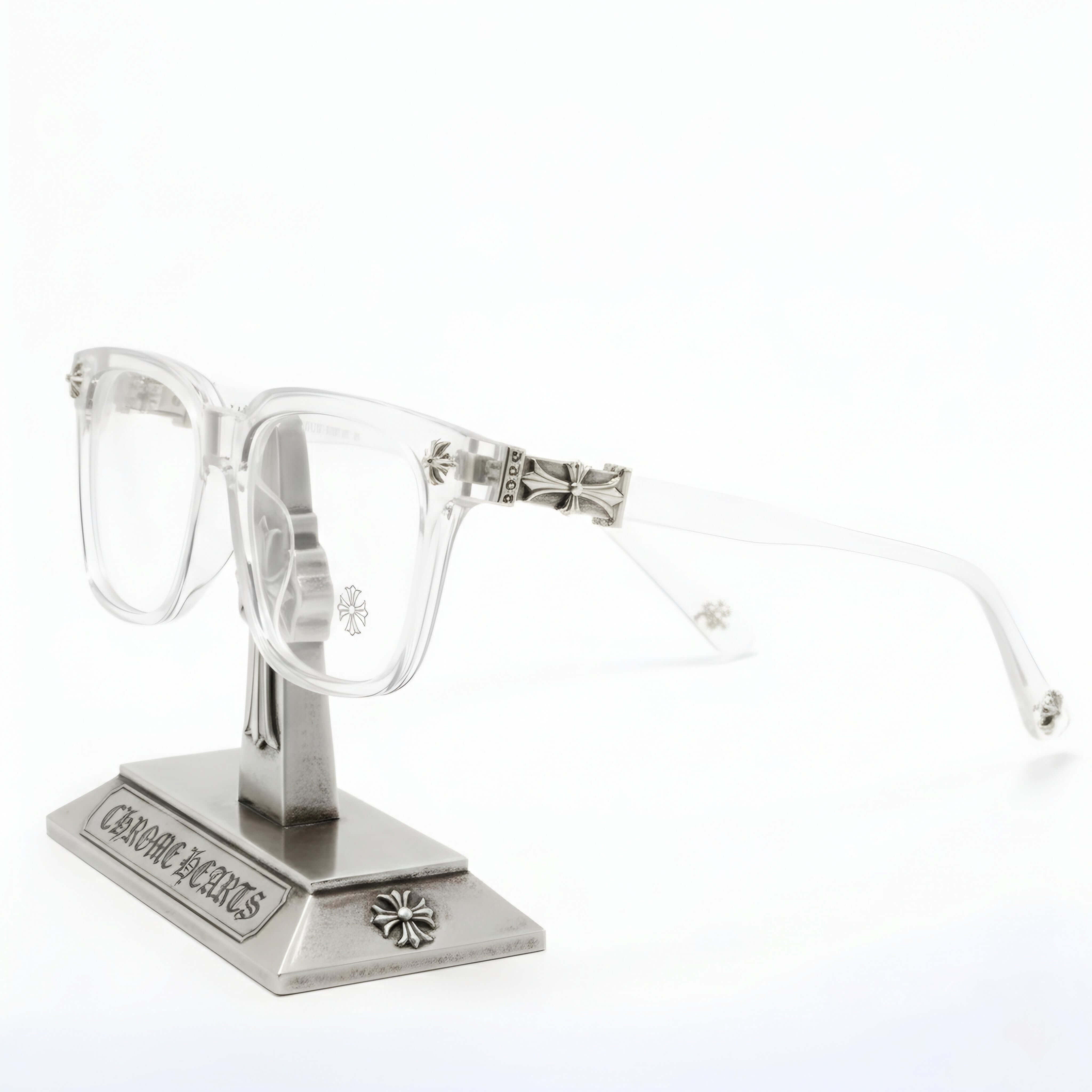 Crystal Chrome Square eyeglasses featuring icy transparency – ASL